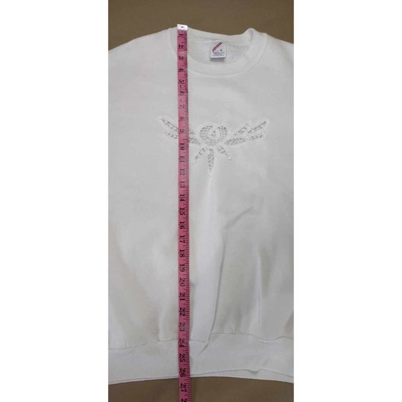 Vintage Jerzees Lace Accent White Sweatshirt Sz L Made In USA - Picture 5 of 6